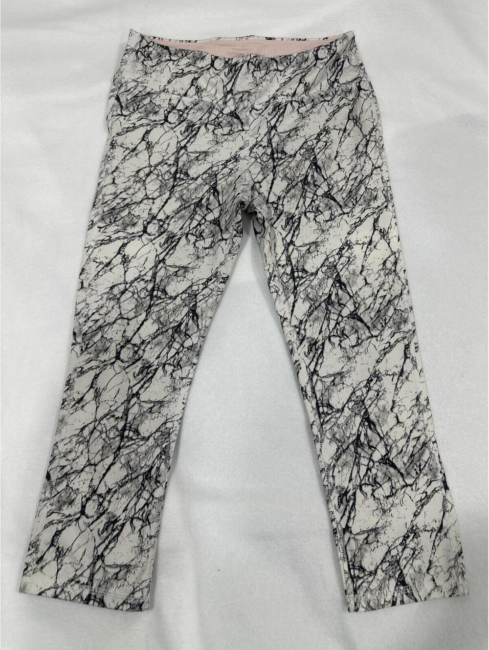 Marika Sport Women's Medium Black and White Marble Print Leggings
